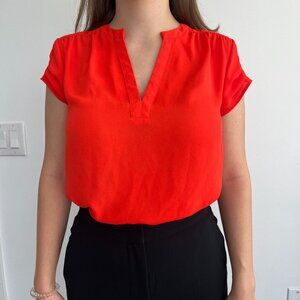 Reitmans Women's Orange Short Sleeve Blouse - Size Small